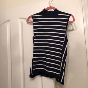 Chaps navy blue and white strip sleeveless top